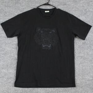 Kenzo Paris Shirt Mens Medium Black Embroidered Tiger Crewneck Tee Casual Luxury